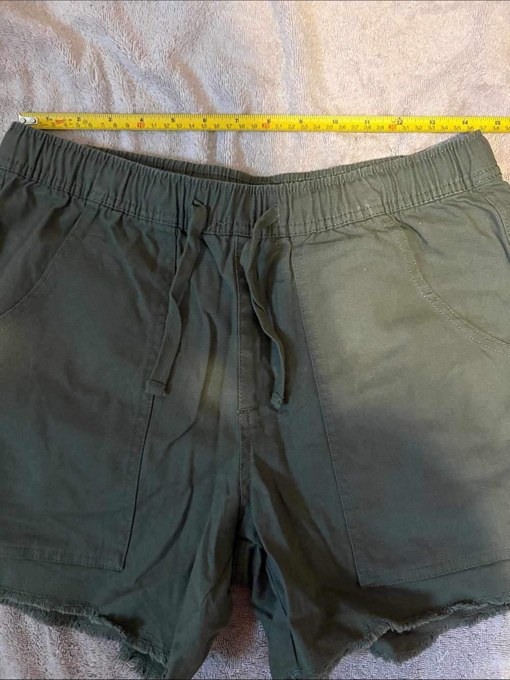 Katin Women's Olive Drawstring Patch-Pocket Athletic Shorts - Size S/M - Picture 5 of 5